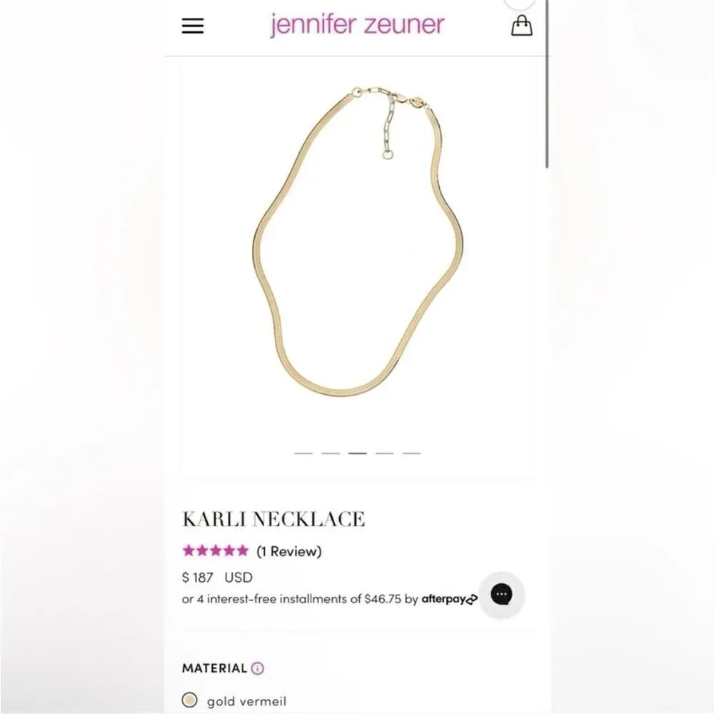 NWT Jennifer Zeuner Karli Necklace Gold Plated